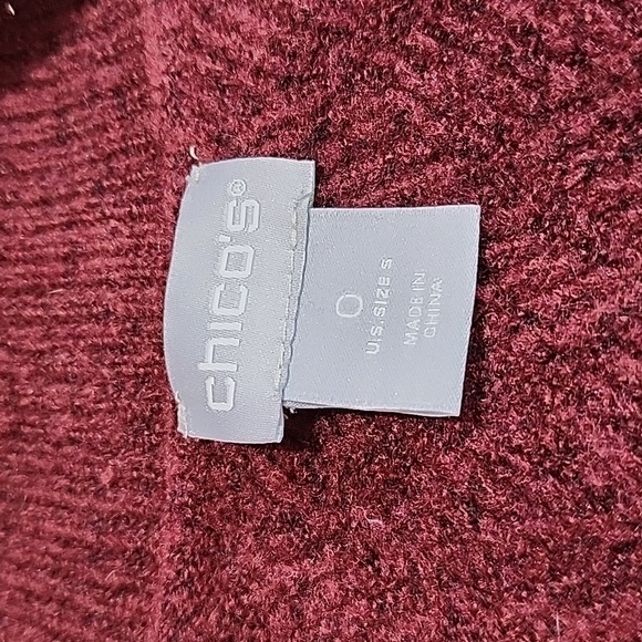Chico’s V-Neck Long Sleeve Cranberry Spice Herringbone Tunic Sweater Size 0 - Picture 7 of 8